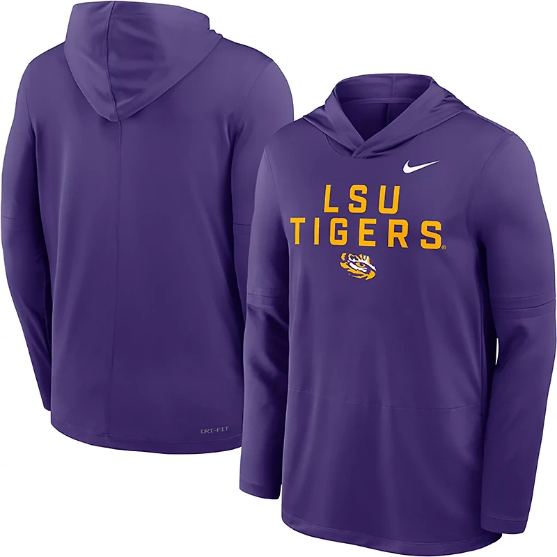 Nike Men's LSU Dri-FIT Team Over Logo LWT Long Sleeve Hoodie Top