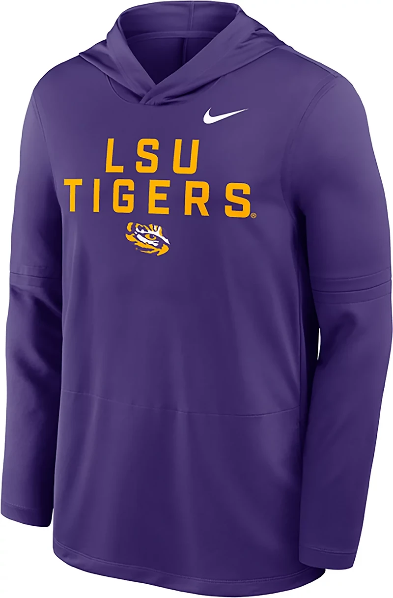 Nike Men's LSU Dri-FIT Team Over Logo LWT Long Sleeve Hoodie Top