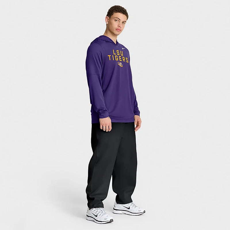 Nike Men's LSU Dri-FIT Team Over Logo LWT Long Sleeve Hoodie Top