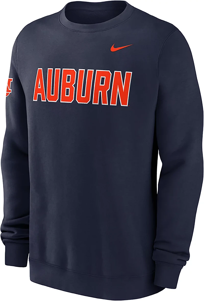 Nike Men's Auburn Block Team Fleece Club Crew Sweatshirt