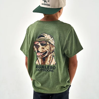 BURLEBO Boys' Mallard Camo Dog Short Sleeve T-shirt