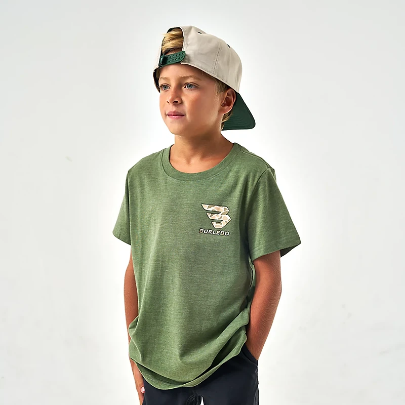 BURLEBO Boys' Mallard Camo Dog Short Sleeve T-shirt