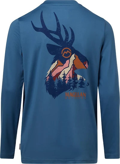Magellan Outdoors Boys’ Scenic Mountain GFX Pocket Crew Long Sleeve T-shirt