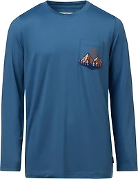 Magellan Outdoors Boys’ Scenic Mountain GFX Pocket Crew Long Sleeve T-shirt