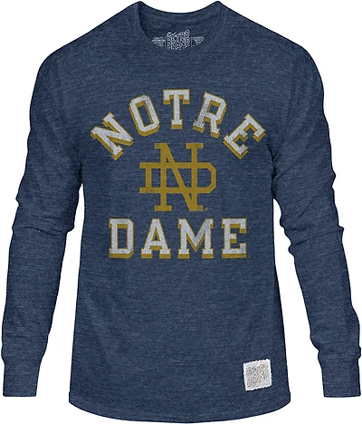 WILDCAT RETRO Men's Notre Dame School Arch Triblend Long Sleeve T-shirt