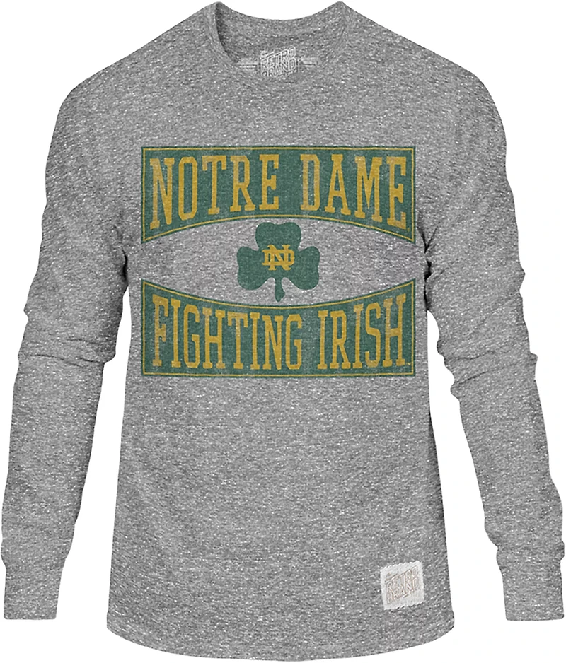 WILDCAT RETRO Men's Notre Dame Block Clover Triblend Long Sleeve T-shirt