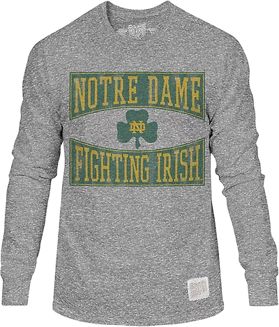 WILDCAT RETRO Men's Notre Dame Block Clover Triblend Long Sleeve T-shirt