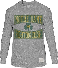 WILDCAT RETRO Men's Notre Dame Block Clover Triblend Long Sleeve T-shirt