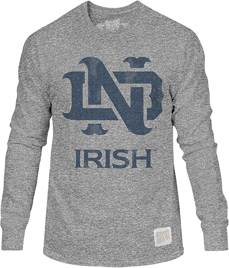 WILDCAT RETRO Men's Notre Dame Primary Logo Triblend Long Sleeve T-shirt