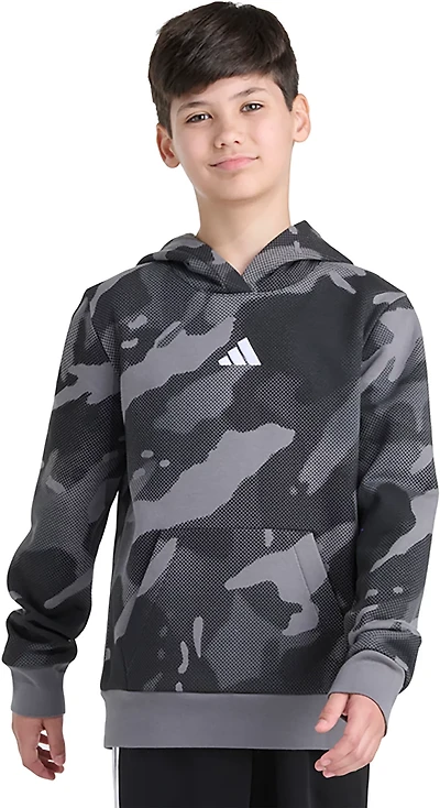 adidas Boys' Halftone Camo Printed Fleece Pullover Hoodie