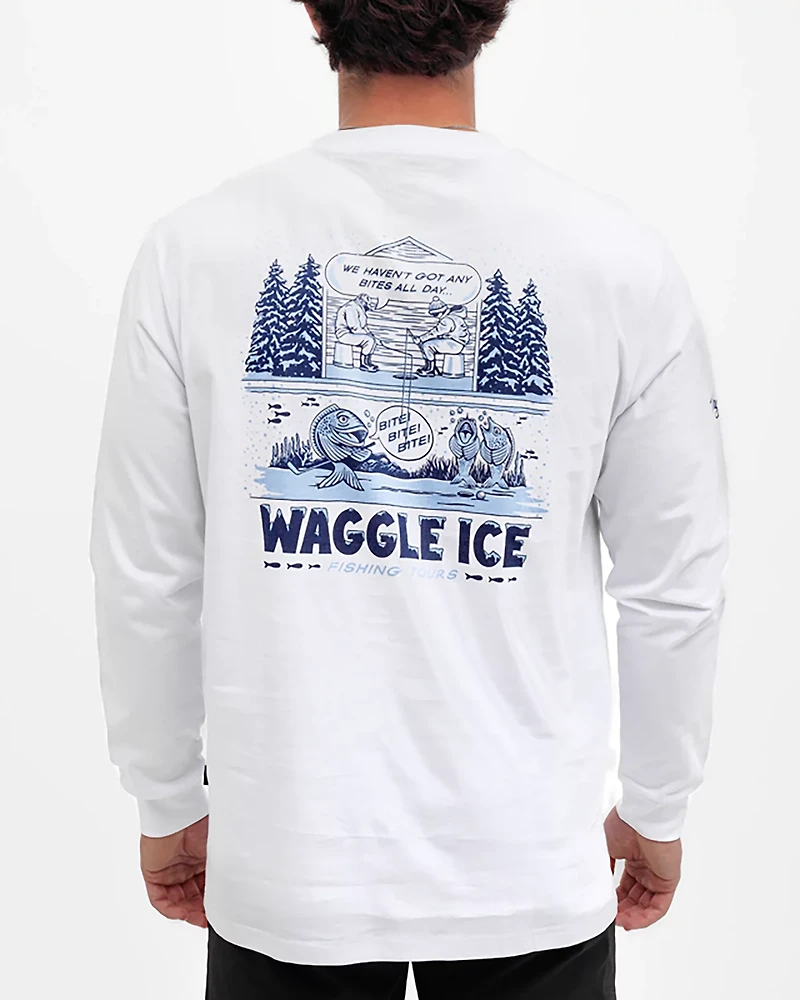 Waggle Men's Ice Fishing Tours Long Sleeve Graphic T-shirt