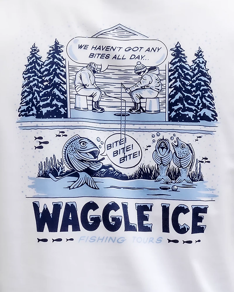 Waggle Men's Ice Fishing Tours Long Sleeve Graphic T-shirt