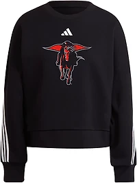 adidas Women's Texas Tech Red Raiders Masked Rider 3-stripe Long Sleeve Crew Pullover