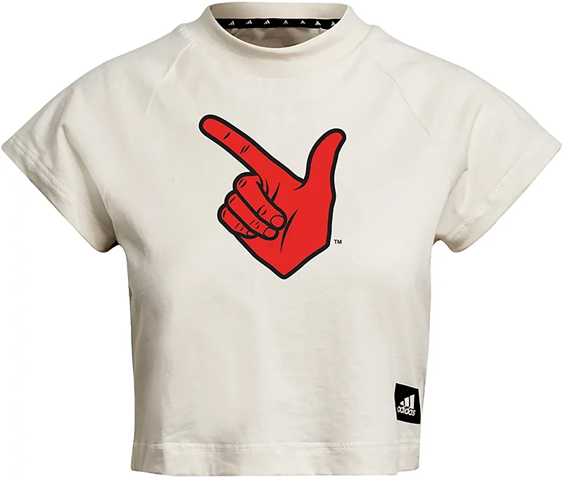 adidas Women's Texas Tech Red Raiders Guns Up Short Sleeve Crop T-shirt