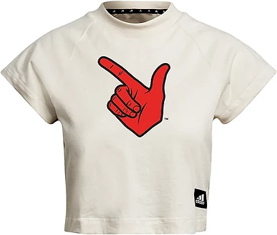 adidas Women's Texas Tech Red Raiders Guns Up Short Sleeve Crop T-shirt