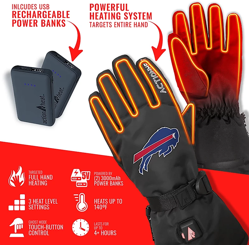 ActionHeat Adults' Buffalo Bills 5V Heated Winter Gloves
