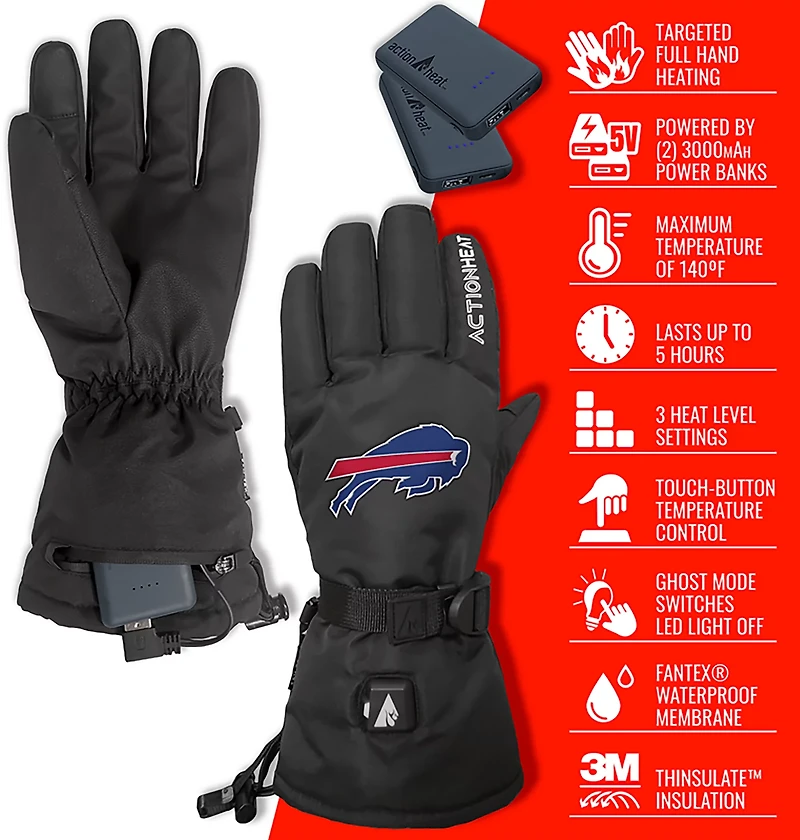 ActionHeat Adults' Buffalo Bills 5V Heated Winter Gloves