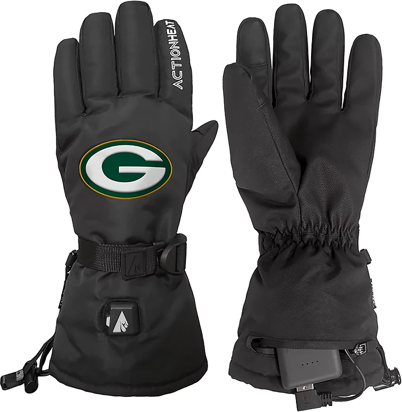 ActionHeat Adults' Green Bay Packers 5V Heated Winter Gloves