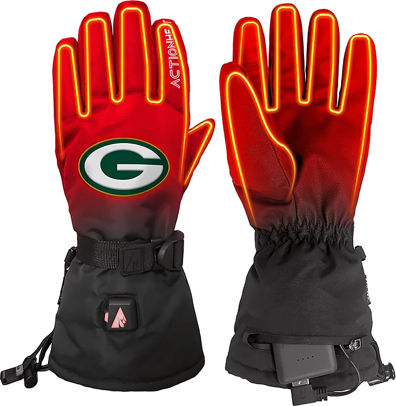 ActionHeat Adults' Green Bay Packers 5V Heated Winter Gloves