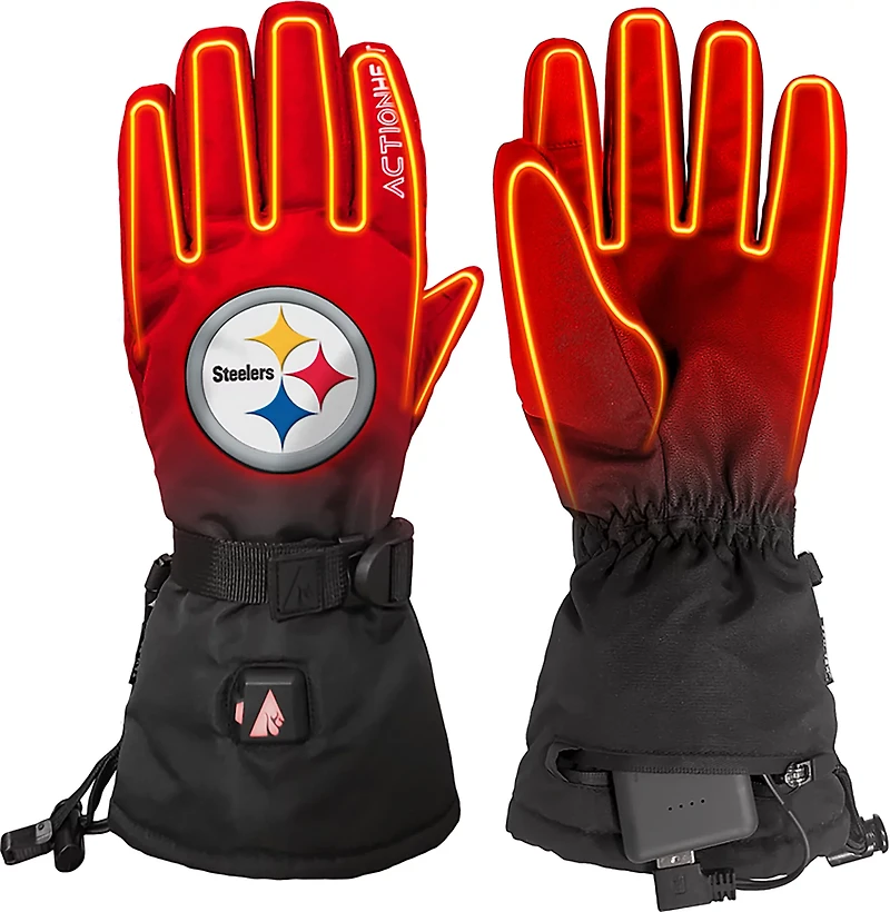 ActionHeat Adults' Pittsburgh Steelers 5V Heated Winter Gloves