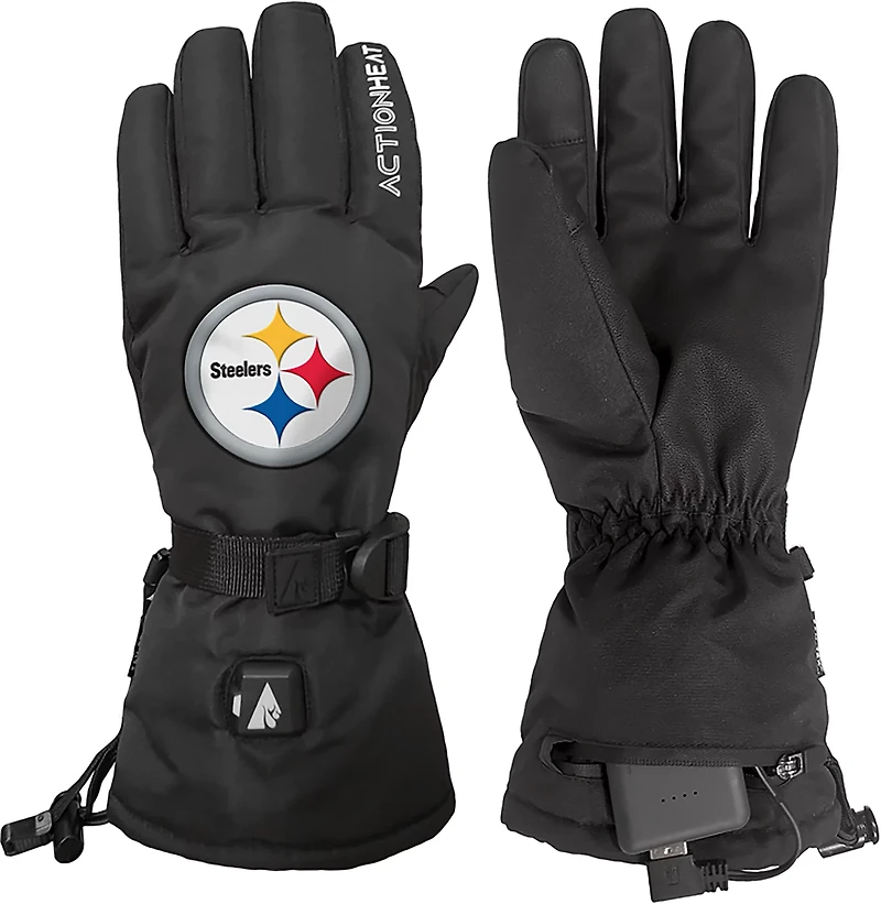 ActionHeat Adults' Pittsburgh Steelers 5V Heated Winter Gloves