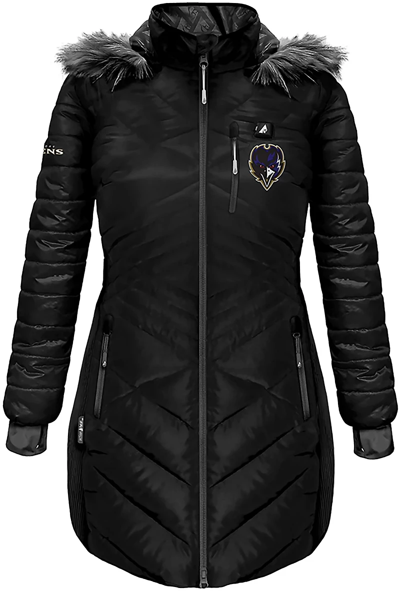 ActionHeat Women's Baltimore Ravens 5V Long Puffer Heated Jacket