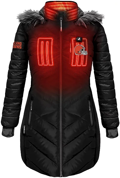 ActionHeat Women's Cleveland Browns 5V Long Puffer Heated Jacket