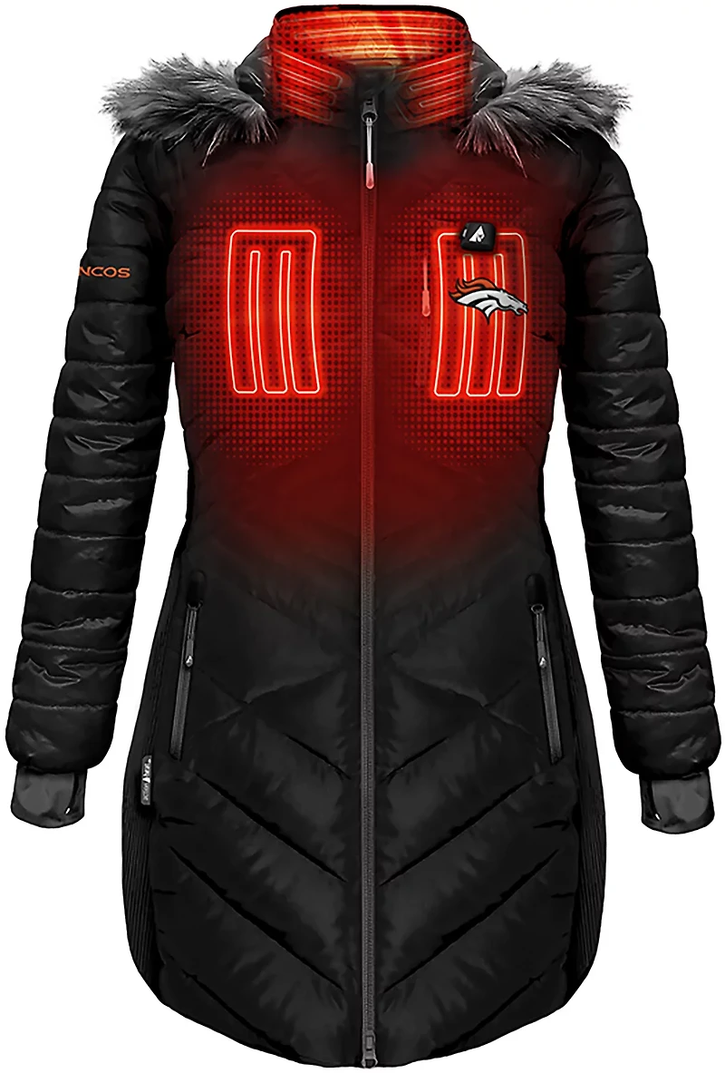 ActionHeat Women's Denver Broncos 5V Long Puffer Heated Jacket
