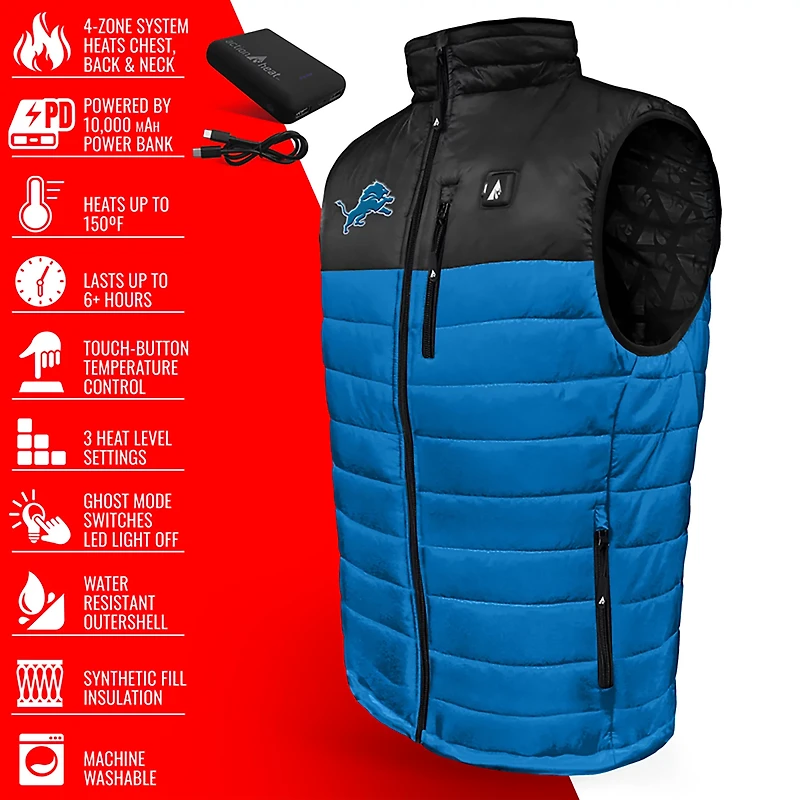 ActionHeat Men's Detroit Lions 5V Puffer Heated Vest