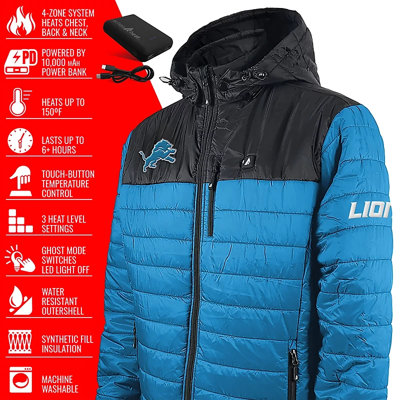 ActionHeat Men's Detroit Lions 5V Puffer Heated Jacket