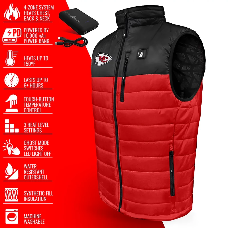 ActionHeat Men's Kansas City Chiefs 5V Puffer Heated Vest