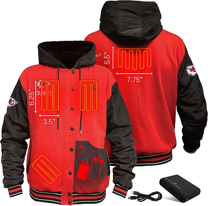 ActionHeat Men's Kansas City Chiefs 5V Heated Varsity Jacket