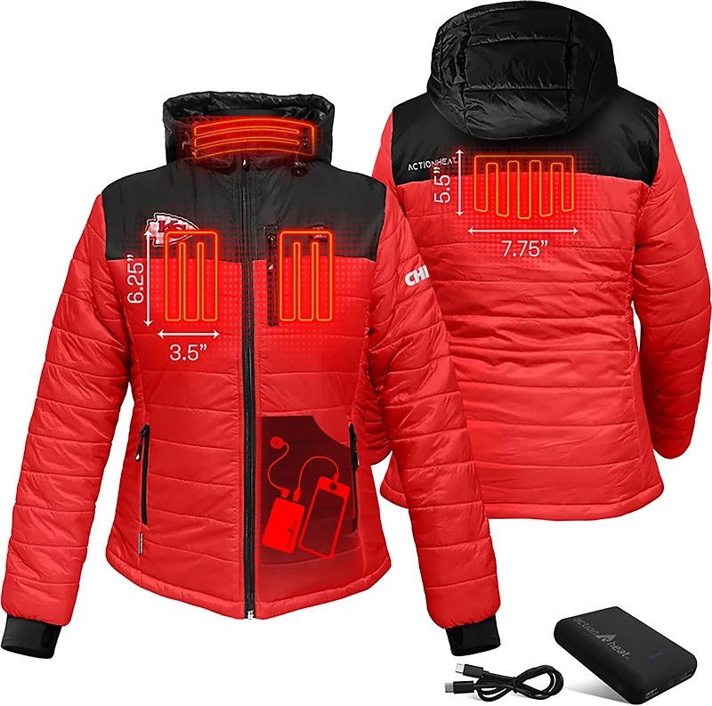 ActionHeat Women's Kansas City Chiefs 5V Puffer Heated Jacket