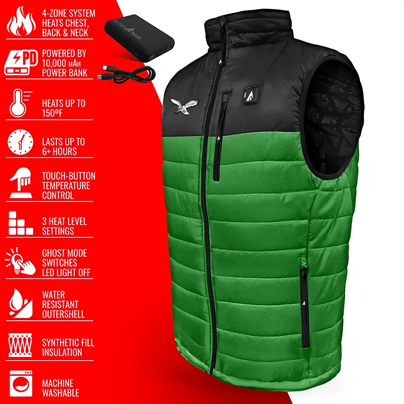 ActionHeat Men's Philadelphia Eagles 5V Puffer Heated Vest