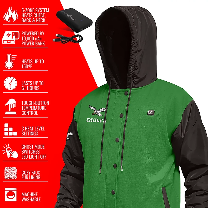 ActionHeat Men's Philadelphia Eagles 5V Heated Varsity Jacket