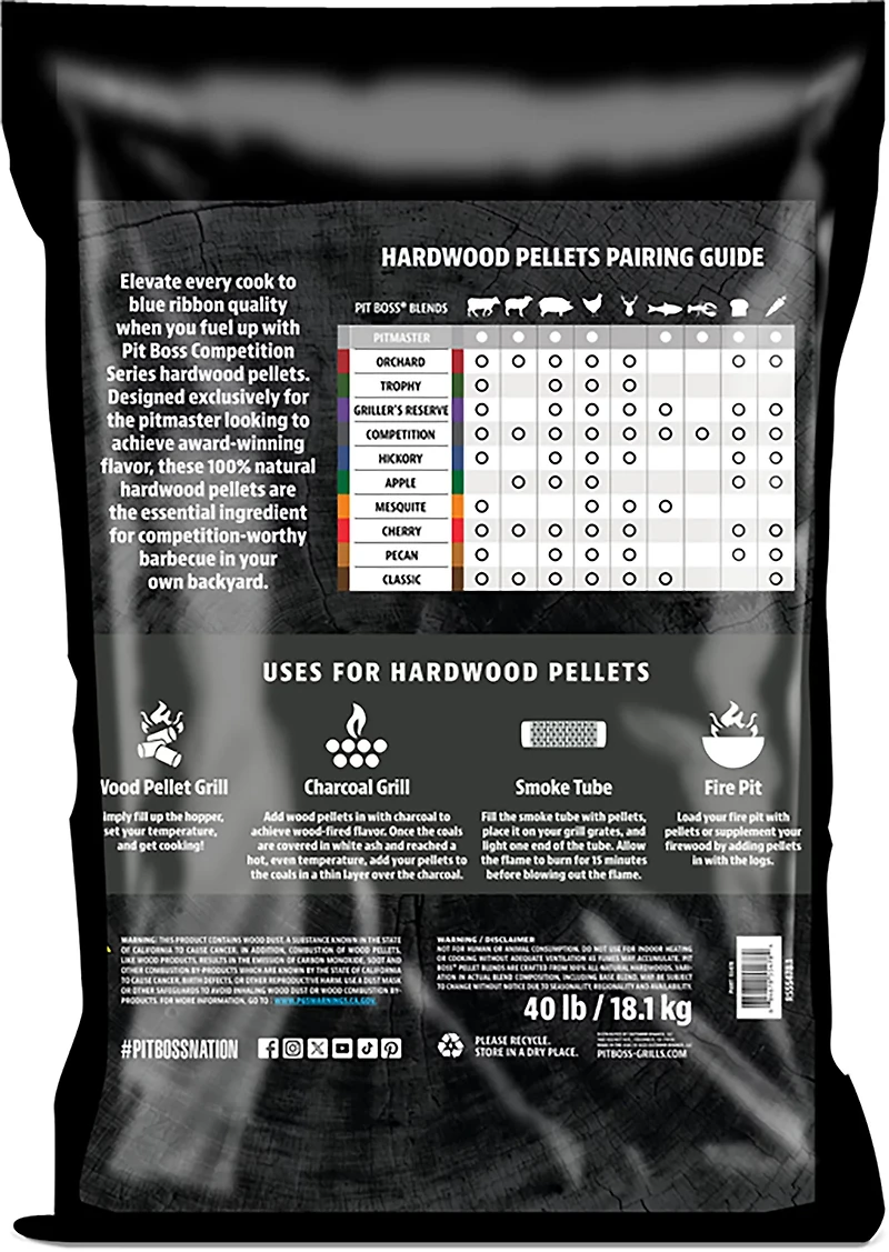 Pit Boss Competition Series Pitmaster Blend 40 lb. BBQ Hardwood Pellets