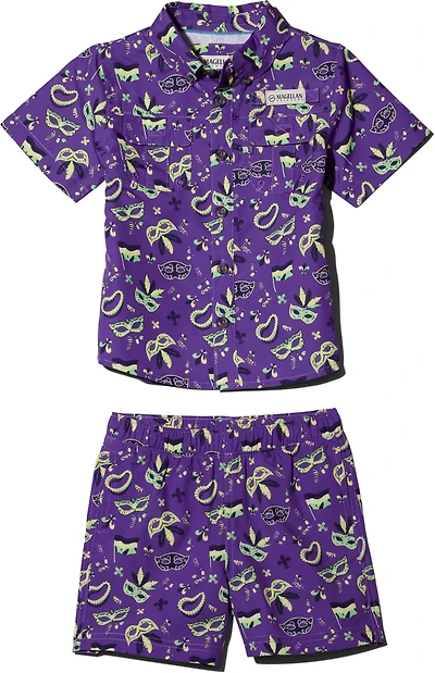 Magellan Outdoors Boys' 4-7 Laguna Madre Mardi Gras Shirt and Shorts Set
