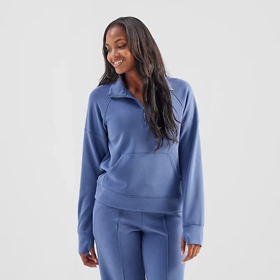 Freely Women's Katelyn Sandwashed Funnel Neck 1/4 Zip Pullover