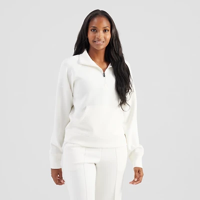 Freely Women's Katelyn Sandwashed Funnel Neck 1/4 Zip Pullover