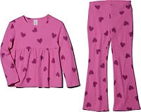 BCG Girls' Toddler Heart Rib Long Sleeve 2-Piece Pajamas Set