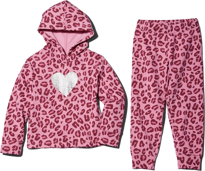 BCG Girls' 4-6X AOP Leopard Hoodie 2-Piece Set