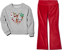 BCG Girls' 4-6X Christmas Fleece Crew 2-Piece Set