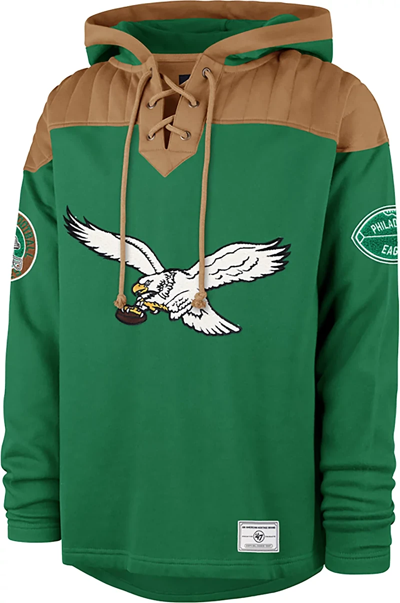 '47 Men's Philadelphia Eagles Flannagan Wingback Lacer Long Sleeve Hoodie