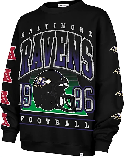 47 Women's Ravens Go Big Oversize Long Sleeve Crew Sweatshirt