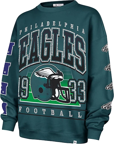 47 Women's Eagles Go Big Oversize Long Sleeve Crew Sweatshirt
