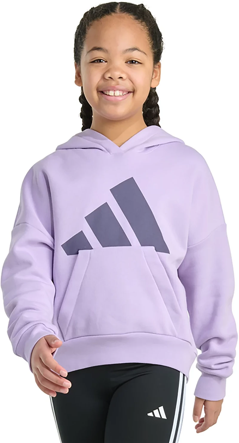 adidas Girls' Essential Big Logo Fleece Pullover Hoodie
