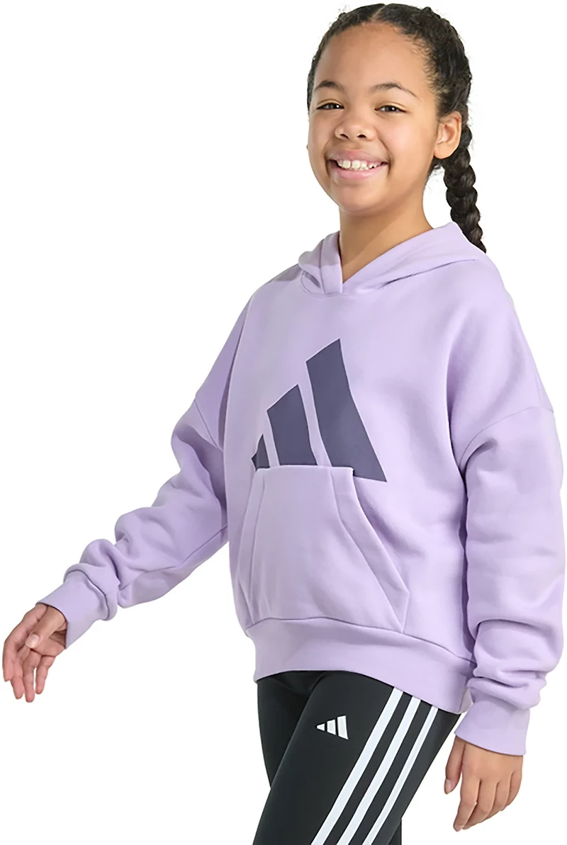 adidas Girls' Essential Big Logo Fleece Pullover Hoodie