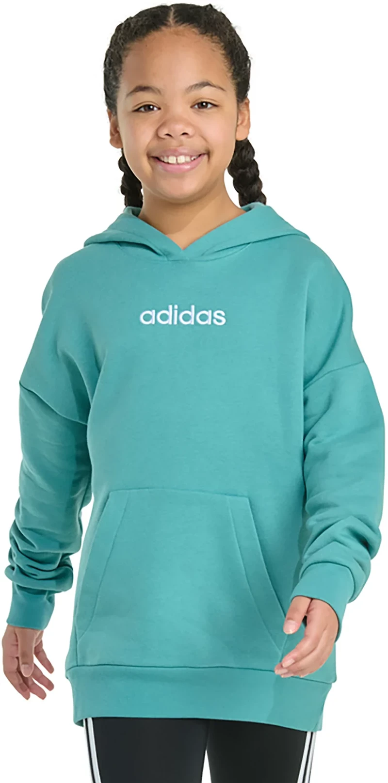 adidas Girls' Embroidered Linear Hooded Pullover