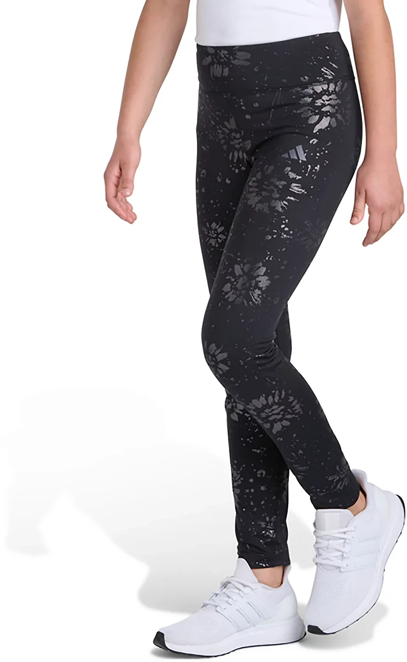 adidas Girls' All Over Print Foil Cozy Leggings