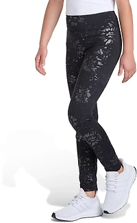 adidas Girls' All Over Print Foil Cozy Leggings